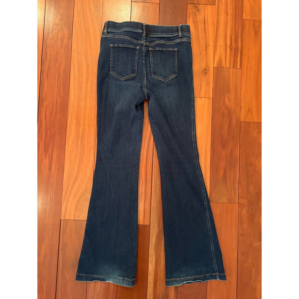 Spanx Flare Jeans Womens Dark Indigo High Rise Pull On Stretch Denim L/G - Picture 7 of 9